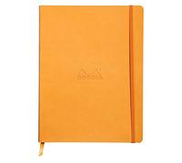 RHODIA 117565C - Orange Flexible Notebook - 19x25 cm - Dot Dot - 160 pages - Ivory Clairefontaine Paper 90 g/m - Bookmark, Elastic Closure - Faux Leather Cover - Rhodiarama Collection