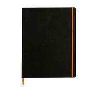 RHODIA 117702C - Black Flexible Notebook - A4+ - Lined - 160 Detachable Pages - Ivory Clairefontaine Paper 90 g/m - Bookmark, Elastic Closure - Faux Leather Cover - Rhodiarama Collection