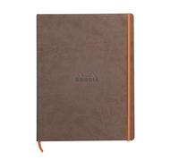 RHODIA 117703C - Chocolate Flexible Notebook - A4+ - Lined - 160 Detachable Pages - Ivory Clairefontaine Paper 90 g/m - Bookmark, Elastic Closure - Faux Leather Cover - Rhodiarama Collection