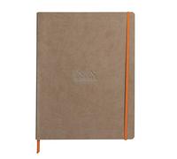 RHODIA 117704C - Soft Taupe Notebook - A4+ - Lined - 160 Detachable Pages - Clairefontaine Ivory Paper 90 g/m - Bookmark, Elastic Closure - Faux Leather Cover - Rhodiarama Collection