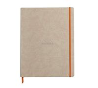 RHODIA 117705C - Beige Flexible Notebook - A4+ - Lined - 160 Detachable Pages - Ivory Clairefontaine Paper 90 g/m - Bookmark, Elastic Closure - Faux Leather Cover - Rhodiarama Collection