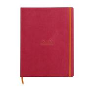 RHODIA 117712C - Raspberry Flexible Notebook - A4+ - Lined - 160 Detachable Pages - 90g Ivory Clairefontaine Paper - Bookmark, Elastic Closure - Faux Leather Cover - Rhodiarama Collection