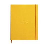 RHODIA 117716C - Jonquille Soft Notebook - A4+ - Lined - 160 Detachable Pages - 90g Ivory Clairefontaine Paper - Bookmark, Elastic Closure - Faux Leather Cover - Rhodiarama Collection