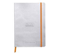 RHODIA 117741C - Soft Notebook Bullet Journal Goalbook Silver - A5 - Dotted Dot - 240 pages - 90g Ivory Clairefontaine Paper - 2 Ribbons, Elastic Closure - Faux Leather Cover