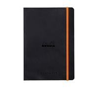 RHODIA 117742C - Soft Notebook Bullet Journal Goalbook Black - A5 - Dotted Dot - 240 pages - 90g Ivory Clairefontaine Paper - 2 Ribbons, Elastic Closure - Faux Leather Cover