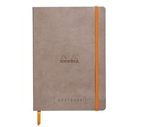 RHODIA 117744C - Soft Notebook Bullet Journal Goalbook Taupe - A5 - Dotted Dot - 240 pages - 90g Ivory Clairefontaine Paper - 2 Ribbons, Elastic Closure - Faux Leather Cover
