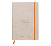 RHODIA 117745C - Soft Notebook Bullet Journal Goalbook Beige - A5 - Dotted Dot - 240 pages - 90g Ivory Clairefontaine Paper - 2 Ribbons, Elastic Closure - Faux Leather Cover