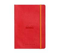 RHODIA 117753C - Soft Notebook Bullet Journal Goalbook Poppy - A5 - Dotted Dot - 240 pages - 90g Ivory Clairefontaine Paper - 2 Ribbons, Elastic Closure - Faux Leather Cover