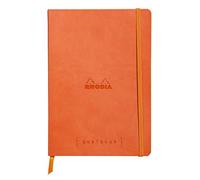 RHODIA 117754C - Flexible Notebook Journal Goalbook Tangerine A5 14.8x21cm - Dotted - 240 pages - Ivory 90g/m² paper - 2 Ribbons, Elastic Closure - Leatherette