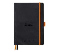 RHODIA 117762C - Flexible Notebook Goalbook Black A5 14.8 x 21cm Small Squares - 240 p - Ivory Paper 90g/m² 2 Ribbons Elastic Closure Imitation Leather Cover