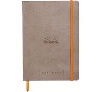 RHODIA 117764C - Soft Notebook Bullet Journal Goalbook Taupe - A5 - Small Squares - 240 pages - 90g Ivory Clairefontaine Paper - 2 Ribbons, Elastic Closure - Faux Leather Cover