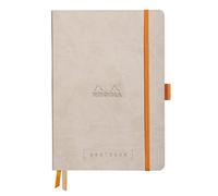 RHODIA 117765C - Flexible Notebook Goalbook Beige - A5 14.8 x 21 cm - Small Squares - 240 p - Ivory Paper 90 g/m² - 2 Ribbons, Elastic Closure - Leatherette
