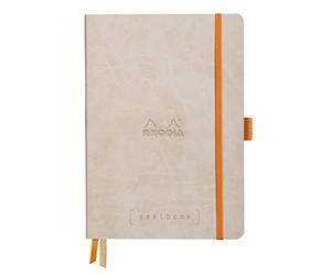 RHODIA 117765C - Flexible Notebook Goalbook Beige - A5 14.8 x 21 cm - Small Squares - 240 p - Ivory Paper 90 g/m² - 2 Ribbons, Elastic Closure - Leatherette