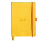 RHODIA 117776C - Soft Notebook Bullet Journal Goalbook Daffodil - A5 - Small Squares - 240 pages - 90g Ivory Clairefontaine Paper - 2 Ribbons, Elastic Closure - Faux Leather Cover