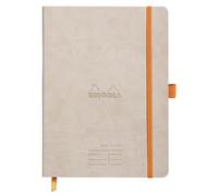 RHODIA 117785C - Soft Notebook Meeting Beige - A5+ - Pre-Printed Date/Notes/Action - 160 Detachable Pages - 90G Clairefontaine Paper - Bookmark, Pencil Holder - Faux Leather Cover - Rhodiarama