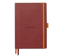 RHODIA 117801C - Soft Notebook Bullet Journal Goalbook Nacarat - A5 - Dotted Dot - 240 pages - 90g Ivory Clairefontaine Paper - 2 Ribbons, Elastic Closure - Faux Leather Cover