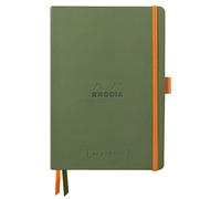 RHODIA 117804C - Soft Notebook Bullet Journal Goalbook Sage - A5 - Dotted Dot - 240 pages - 90g Ivory Clairefontaine Paper - 2 Ribbons, Elastic Closure - Faux Leather Cover