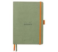 RHODIA 117805C - Soft Notebook Bullet Journal Goalbook Celadon - A5 - Dotted Dot - 240 pages - 90g Ivory Clairefontaine Paper - 2 Ribbons, Elastic Closure - Faux Leather Cover