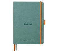 RHODIA 117807C - Flexible Notebook Bullet Journal Goalbook Water - A5 - Dotted Dot - 240 pages - 90g Ivory Clairefontaine Paper - 2 Ribbons, Elastic Closure - Faux Leather Cover