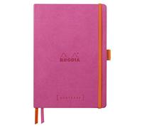RHODIA 117809C - Soft Notebook Bullet Journal Goalbook Fuchsia - A5 - Dotted Dot - 240 pages - 90g Ivory Clairefontaine Paper - 2 Ribbons, Elastic Closure - Faux Leather Cover