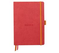 RHODIA 117810C - Soft Notebook Bullet Journal Goalbook Coral - A5 - Dotted Dot - 240 pages - 90g Ivory Clairefontaine Paper - 2 Ribbons, Elastic Closure - Faux Leather Cover