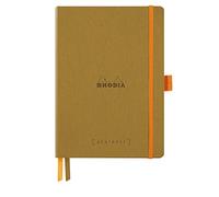 RHODIA 117811C - Soft Notebook Bullet Journal Goalbook Gold - A5 - Dotted Dot - 240 pages - 90g Ivory Clairefontaine Paper - 2 Ribbons, Elastic Closure - Faux Leather Cover