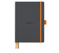 RHODIA 117814C - Titanium Soft Bullet Journal Goalbook Notebook - A5 - Dotted Dot|240 pages - 90g Ivory Clairefontaine Paper - 2 Ribbons, Elastic Closure - Faux Leather Cover