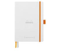 RHODIA 117815C - Soft Notebook Bullet Journal Goalbook White - A5 - Dotted Dot - 240 pages - 90g Ivory Clairefontaine Paper - 2 Ribbons, Elastic Closure - Faux Leather Cover