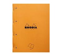 RHODIA 118016C - Orange Side Stapled Notepad - A4 - Small Squares - 80 Detachable Sheets 4 Hole Punched - 80G Clairefontaine Paper - Soft and Resistant Cover - Basics