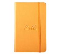 RHODIA 118068C - Rigid Notebook Webnotebook Orange - A6 - Lined - 192 pages - Clairefontaine Ivory Paper 90 g/m - Bookmark, Elastic Closure - Faux Leather Cover