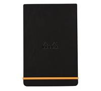 RHODIA 118309C - Hard Black Webnotepad Notebook - A6 - Lined - 192 Detachable Pages - Ivory Clairefontaine Paper 90 g/m - Bookmark, Elastic Closure - Faux Leather Cover - Rhodiarama