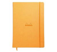 RHODIA 118368C - Hard Notebook Webnotebook Orange - A4 - Lined - 192 pages - Clairefontaine Ivory Paper 90 g/m - Bookmark, Elastic Closure - Faux Leather Cover