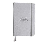 RHODIA 118567C - Hard Notebook Webnotebook Silver - A6 - Dotted Dot - 192 pages - Clairefontaine Ivory Paper 90 g/m - Bookmark, Elastic Closure - Faux Leather Cover