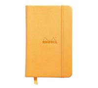 RHODIA 118568C - Rigid Notebook Webnotebook Orange - A6 - Dotted Dot - 192 pages - Clairefontaine Ivory Paper 90 g/m - Bookmark, Elastic Closure - Faux Leather Cover
