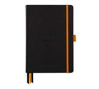 RHODIA 118571C - Bullet Journal Goalbook Hard Notebook Black - A5 - Dotted Dot - 240 Pages - White Clairefontaine Paper 90g - 3 Ribbons, Elastic Closure - Faux Leather Cover