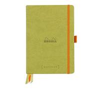 RHODIA 118575C - Bullet Journal Goalbook Anis Rigid Notebook - A5 - Dotted Dot - 240 Pages - White Clairefontaine Paper 90g - 3 Ribbons, Elastic Closure - Faux Leather Cover