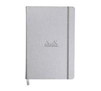 RHODIA 118607C - Rigid Notebook Webnotebook Silver - A5 - Lined - 192 pages - Clairefontaine Ivory Paper 90 g/m - Bookmark, Elastic Closure - Faux Leather Cover