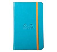 RHODIA 118647C - Turquoise Rigid Notebook - A6 - Lined - 192 pages - Clairefontaine Ivory Paper 90 g/m - Bookmark, Elastic Closure - Faux Leather Cover - Rhodiarama Collection