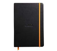 RHODIA 118742C - Black Rigid Notebook - A5 - Lined - 192 pages - Ivory Clairefontaine Paper 90 g/m - Bookmark, Elastic Closure - Faux Leather Cover - Rhodiarama Collection