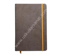 RHODIA 118743C - Chocolate Rigid Notebook - A5 - Lined - 192 pages - Ivory Clairefontaine Paper 90 g/m - Bookmark, Elastic Closure - Faux Leather Cover - Rhodiarama Collection
