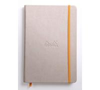 RHODIA 118745C - Beige Rigid Notebook - A5 - Lined - 192 pages - Ivory Clairefontaine Paper 90 g/m - Bookmark, Elastic Closure - Faux Leather Cover - Rhodiarama Collection