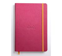 RHODIA 118752C - Raspberry Rigid Notebook - A5 - Lined - 192 pages - Ivory Clairefontaine Paper 90 g/m - Bookmark, Elastic Closure - Faux Leather Cover - Rhodiarama Collection