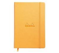 RHODIA 118768C - Rigid Notebook Webnotebook Orange - A5 - Dotted Dot - 192 pages - Clairefontaine Ivory Paper 90 g/m - Bookmark, Elastic Closure - Faux Leather Cover