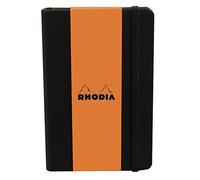 RHODIA 118769C - Rigid Notebook Webnotebook Black - A5 - Dotted Dot - 192 pages - Clairefontaine Ivory Paper 90 g/m - Bookmark, Elastic Closure - Faux Leather Cover