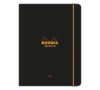 RHODIA 118969C - Unlimited Black Elastic Notebook - A5+ - Dot Dotted - 120 Detachable Pages - White Clairefontaine Paper 80 g/m - Velvety Touch Cover