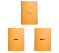 Rhodia 119164C - Orange Piqué Notebook - A4 - Small Squares - 96 pages - White Clairefontaine Paper 80 g/m - Soft, resistant and waterproof coated card cover - Classic (Pack of 3)