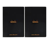 Rhodia 119166C - Black Piqué Notebook - A4 - Dot Dot - 96 pages - White Clairefontaine Paper 80 g/m - Soft, resistant and waterproof coated card cover - Classic (Pack of 2)