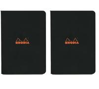 Rhodia 119183C - Black Piqué Notebook - A5 - Small Squares - 96 pages - White Clairefontaine Paper 80 g/m - Soft, resistant and waterproof coated card cover - Classic (Pack of 2)