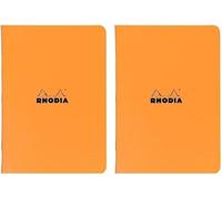 Rhodia 119184C - Orange Piqué Notebook - A5 - Small Squares - 96 pages - White Clairefontaine Paper 80 g/m - Soft, resistant and waterproof coated card cover - Classic (Pack of 2)