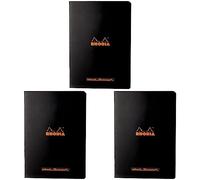 Rhodia 119186C - Black Piqué Notebook - A5 - Dot Dot - 96 pages - Clairefontaine White Paper 80 g/m - Soft, Resistant and Waterproof Coated Card Cover - Classic (Pack of 3)